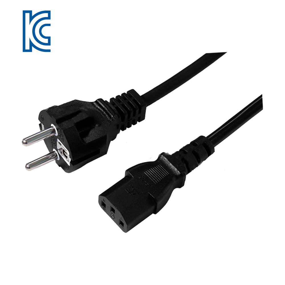 JK04~JK05 Enchufe de tubo coreano de tres núcleos en enchufe curvo de 90 grados C13 sufijo de producto Cable de alimentación certificado KC