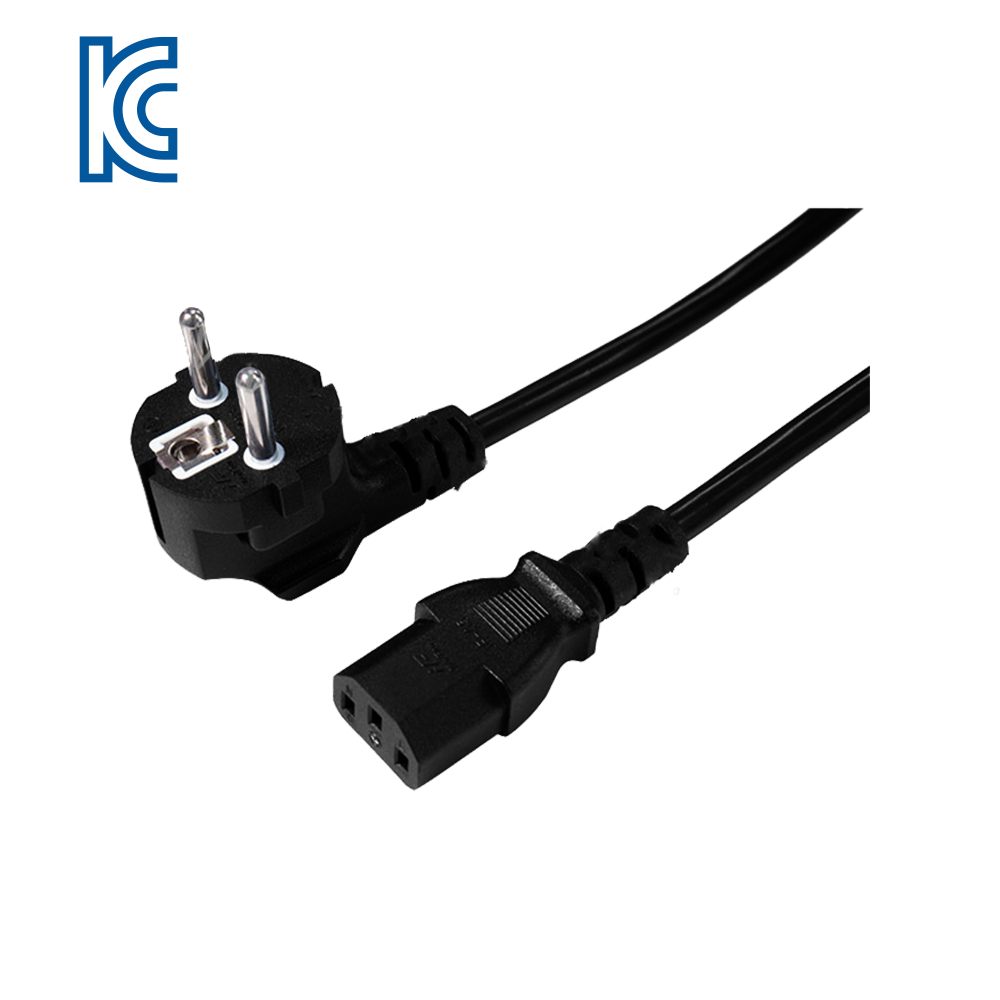 JK04~JK05 Enchufe de tubo coreano de tres núcleos en enchufe curvo de 90 grados C13 sufijo de producto Cable de alimentación certificado KC